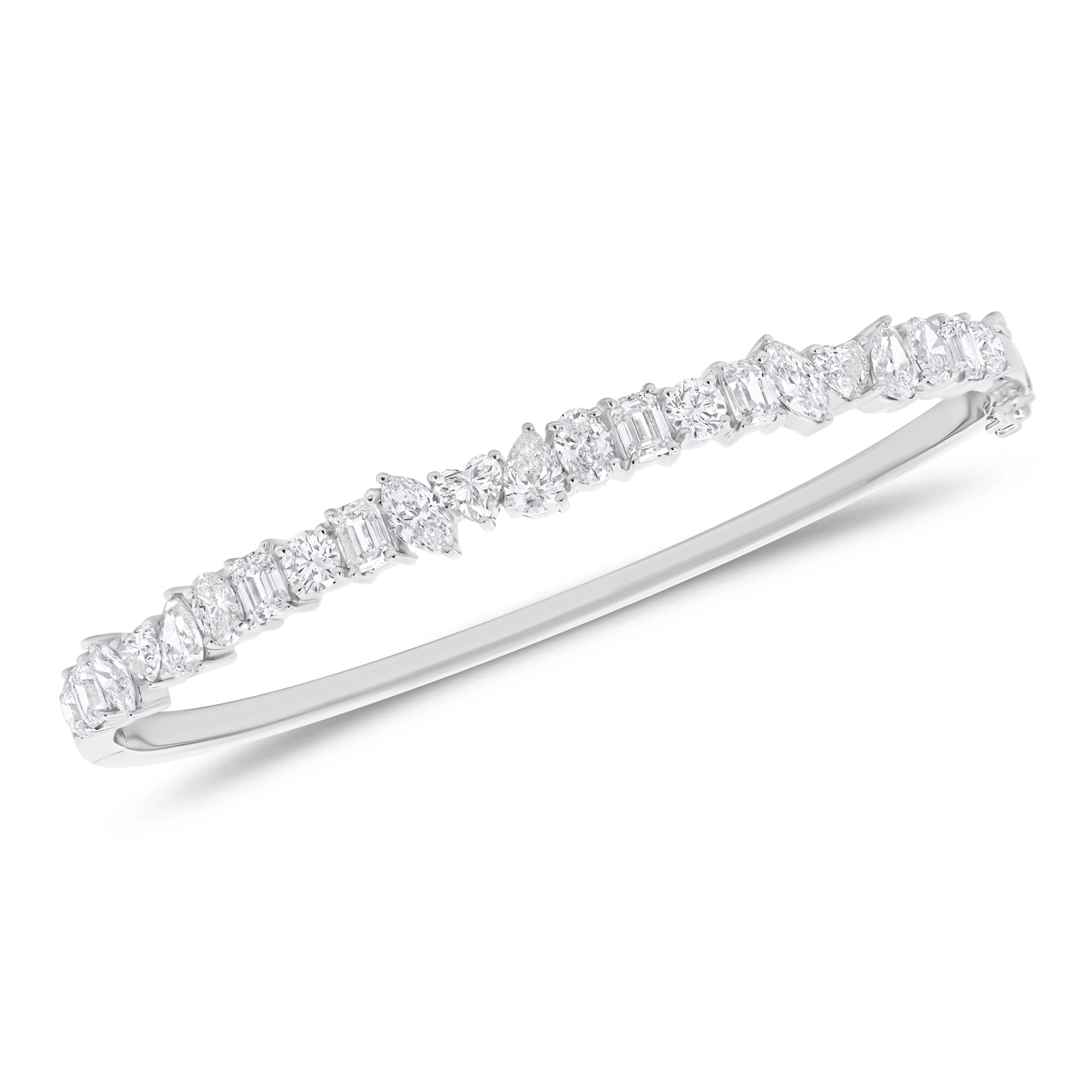 Diamond variety bangle bracelet - 14K gold weighing 11.17 grams
- 22 mixed shape diamonds weighing 3.35 carats