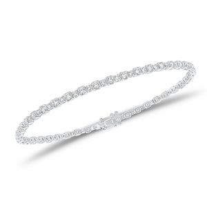 1.90 ct diamond pattern tennis bracelet - 18K gold weighing 5.96 grams
- 86 round diamonds weighing 1.90 carats