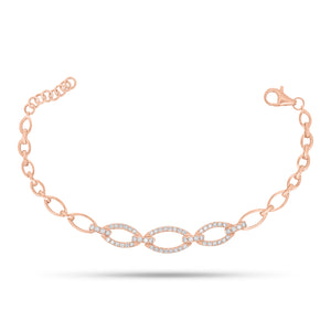 Diamond graduated oval open link bracelet - 14K gold weighing 8.46 grams
- 56 round diamonds weighing 0.80 carats