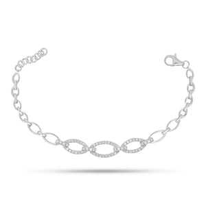 Diamond graduated oval open link bracelet - 14K gold weighing 8.46 grams
- 56 round diamonds weighing 0.80 carats