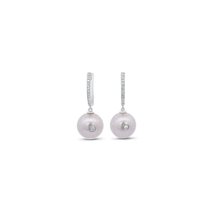 Pearl Dangle Earrings with Diamond Accents