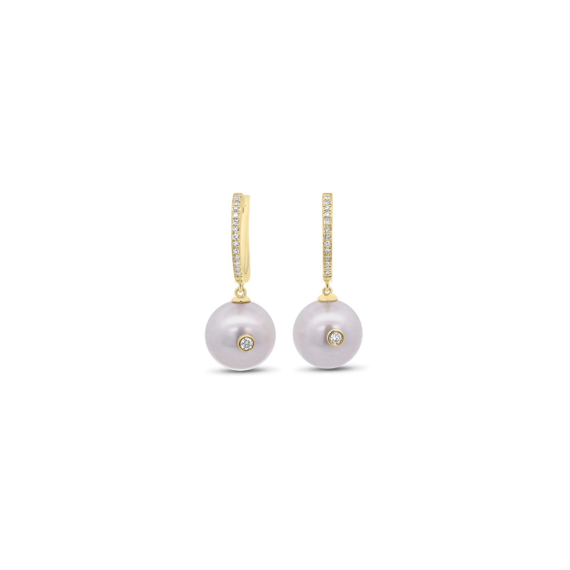 Pearl Dangle Earrings with Diamond Accents