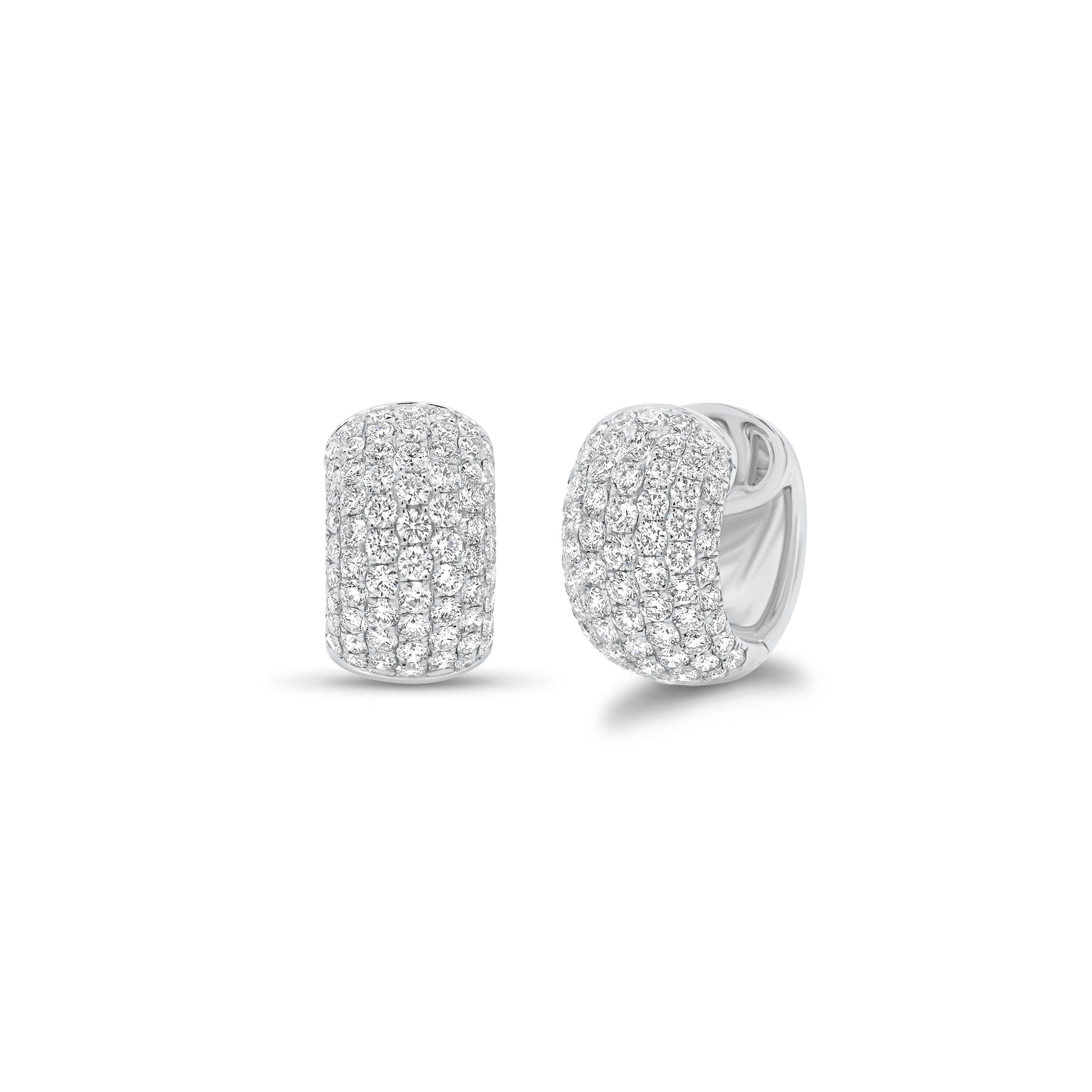 Pave Diamond Extra Wide Huggie Earrings - 18K gold weighing 10.83 grams  - 136 round diamonds weighing 2.93 carats