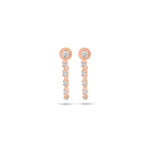 Diamond dangle chain earrings - 14K gold weighing 2.09 grams
- 18 round diamonds weighing 0.54 carats