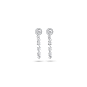 Diamond dangle chain earrings - 14K gold weighing 2.09 grams
- 18 round diamonds weighing 0.54 carats