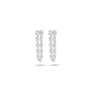 Diamond dangle chain earrings - 14K gold weighing 2.09 grams
- 18 round diamonds weighing 0.54 carats