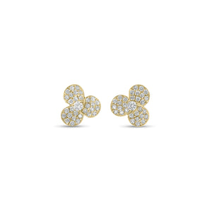 Diamond Pinwheel Stud Earrings - 14K gold weighing 1.41 grams  - 62 round diamonds weighing 0.33 carats