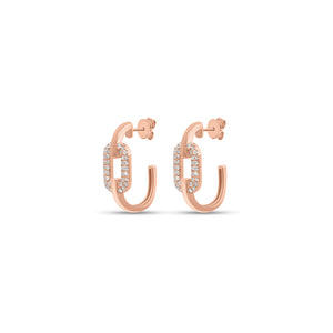 Diamond Mod Link Earrings - 14K gold weighing 2.81 grams - 72 round diamonds weighing 0.24 carats