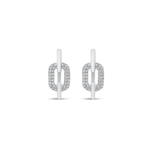 Diamond Mod Link Earrings - 14K gold weighing 2.81 grams - 72 round diamonds weighing 0.24 carats