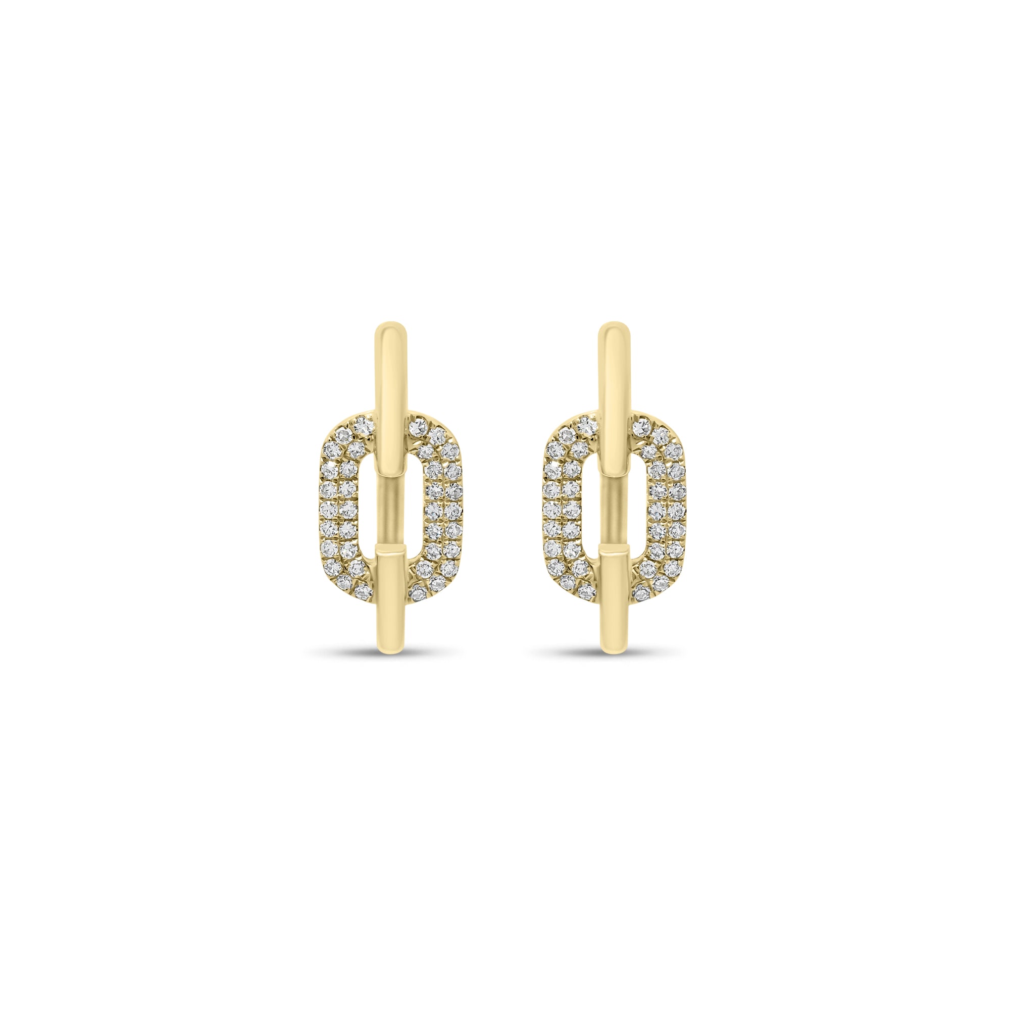 Diamond Mod Link Earrings - 14K gold weighing 2.81 grams  - 72 round diamonds weighing 0.24 carats