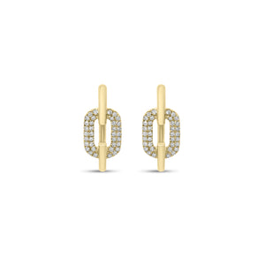 Diamond Mod Link Earrings - 14K gold weighing 2.81 grams  - 72 round diamonds weighing 0.24 carats