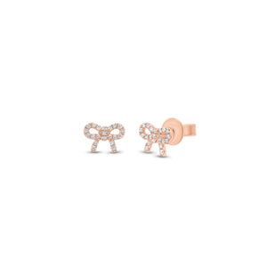 Diamond bow stud earrings - 14K gold weighing 0.94 grams
- 42 round diamonds weighing 0.13 
carats