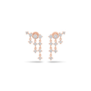 Diamond dangly crawler earring - 14K gold weighing 1.72 grams
- 20 round diamonds weighing 0.55 carats