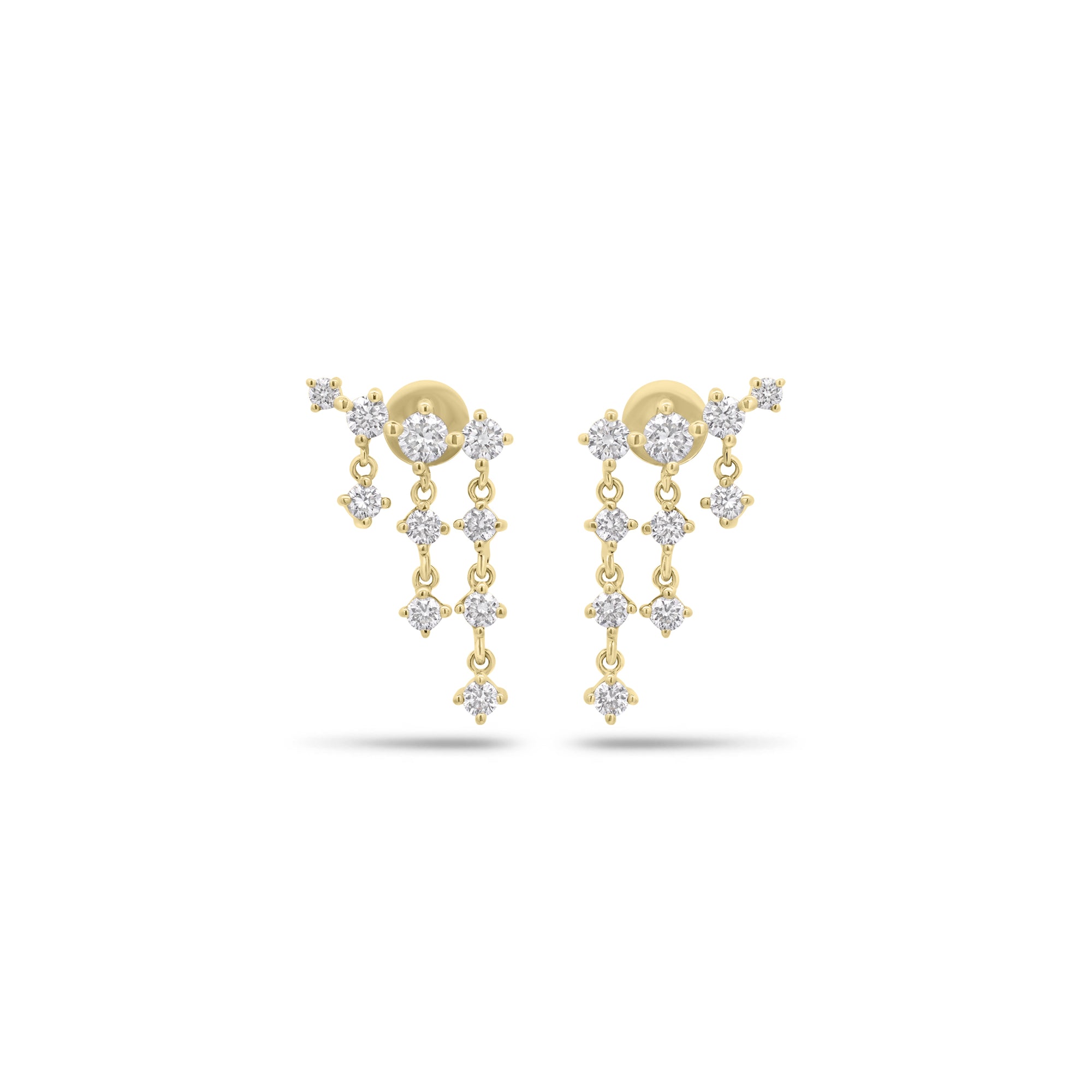 Diamond dangly crawler earring - 14K gold weighing 1.72 grams
- 20 round diamonds weighing 0.55 carats