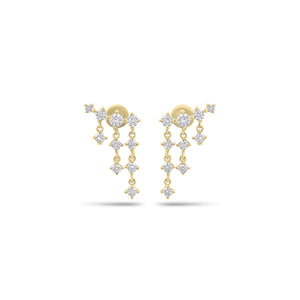 Diamond dangly crawler earring - 14K gold weighing 1.72 grams
- 20 round diamonds weighing 0.55 carats