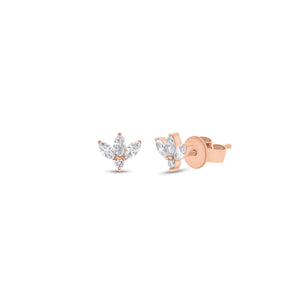 Diamond marquise blossom stud earring - 14K gold weighing 0.50 grams
- 4 mixed shape diamonds weighing 0.14 carats