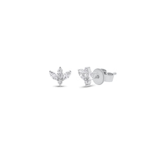 Diamond marquise blossom stud earring - 14K gold weighing 0.50 grams
- 4 mixed shape diamonds weighing 0.14 carats