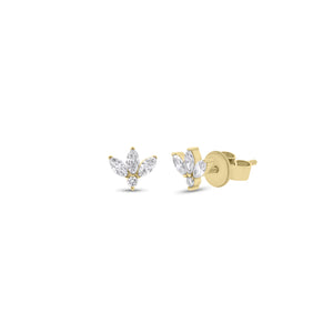 Diamond marquise blossom stud earring - 14K gold weighing 0.50 grams
- 4 mixed shape diamonds weighing 0.14 carats