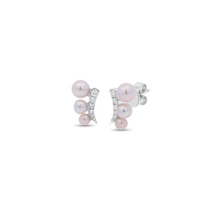 Pearl & diamond crawler earrings - 14K gold weighing 0.98 grams
- 12 round diamonds weighing 0.11 carats
- 6 pearls