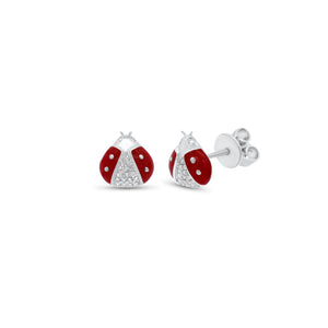 Diamond & enamel ladybug stud earrings - 14K gold weighing 1.80 grams
- 38 round diamonds weighing 0.08 carats