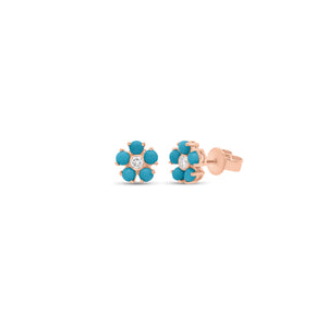 Diamond/Gemstone Flower Stud Earrings