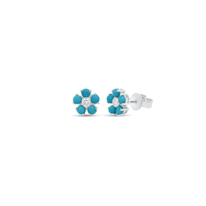 Diamond/Gemstone Flower Stud Earrings