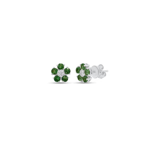 Diamond/Gemstone Flower Stud Earrings 