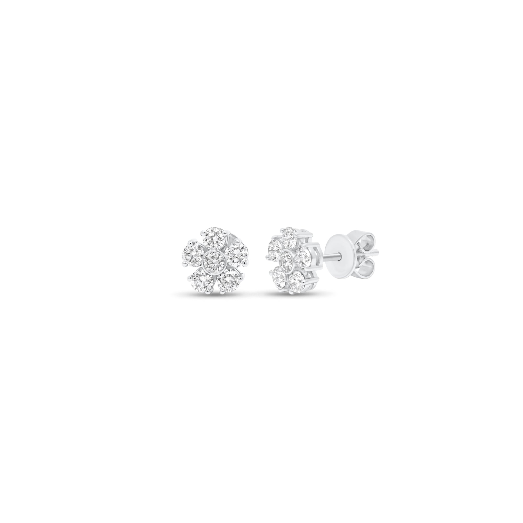 Diamond/Gemstone Flower Stud Earrings 