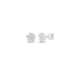 Diamond/Gemstone Flower Stud Earrings 