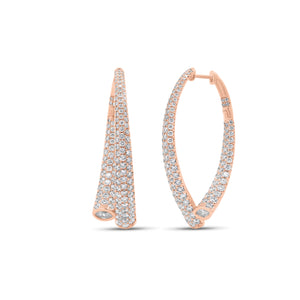 Diamond Interior & Exterior Abstract Hoop Earrings - 18K gold weighing 8.36 grams - 4 marquise-shaped diamonds weighing 0.36 carats  - 264 round diamonds weighing 2.85 carats