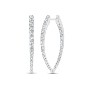 Diamond interior and exterior tappered hoop - 14K gold weighing 5.23 grams
- 66 round diamonds weighing 1.42 carats