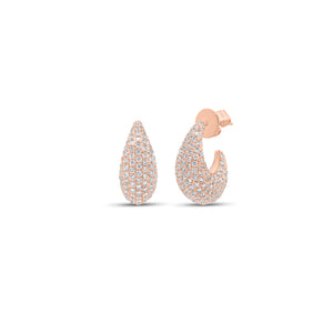 Pave Diamond Teardrop Huggie Earrings - 18K gold weighing 5.70 grams - 372 round diamonds weighing 2.76 carats