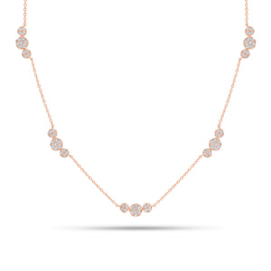 Diamond Disc Trios Necklace - 18K gold weighing 6.88 grams - 75 round diamonds weighing 1.36 carats