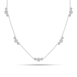 Diamond Disc Trios Necklace - 18K gold weighing 6.88 grams - 75 round diamonds weighing 1.36 carats