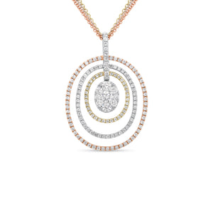 Diamond Concentric Ovals Pendant - 18K gold weighing 4.03 grams   - 14K gold weighing 4.20 grams  - 154 round diamonds weighing 1.23 carats