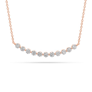 1.06 ct Diamond Bar Necklace - 18K gold weighing 3.12 grams - 11 round diamonds weighing 1.06 carats