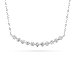 1.06 ct Diamond Bar Necklace - 18K gold weighing 3.12 grams - 11 round diamonds weighing 1.06 carats