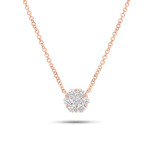 0.43 ct diamond cluster pendant necklace - 14K gold weighing 1.73 grams
- 7 round diamonds weighing 0.43 carats