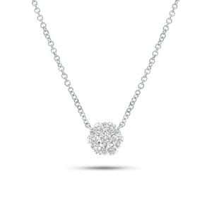 0.43 ct diamond cluster pendant necklace - 14K gold weighing 1.73 grams
- 7 round diamonds weighing 0.43 carats