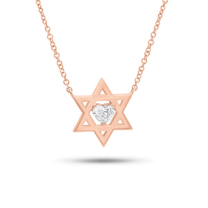 Gold star of david pendant with diamond heart - 14K gold weighing 2.65 grams
- 0.25 ct heart-shaped diamond