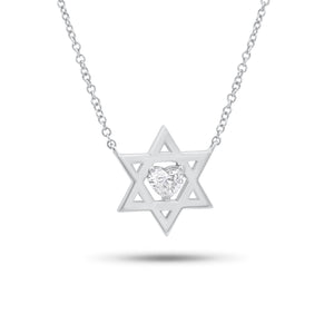 Gold star of david pendant with diamond heart - 14K gold weighing 2.65 grams
- 0.25 ct heart-shaped diamond