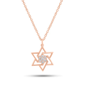 Diamond cluster star of david pendant - 14K gold weighing 2.58 grams
- 7 round diamonds weighing 0.09 carats