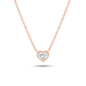 Bezel-set diamond heart pendant necklace - 14K gold weighing 1.95 grams
- 0.36 ct heart-shaped diamond