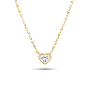 Bezel-set diamond heart pendant necklace - 14K gold weighing 1.95 grams
- 0.36 ct heart-shaped diamond