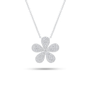 Pave diamond medium daisy pendant necklace - 14K gold weighing 2.93 grams
- 126 round diamonds weighing 0.67 carats