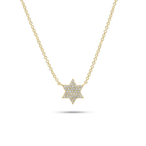 0.12 ct Pave Diamond Star of David Pendant Necklace - 14K gold weighing 2.00 grams - 37 round diamonds weighing 0.12 carats