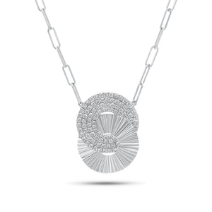 Diamond and fluted gold links pendant necklace - 14K gold weighing 6.25 grams
- 88 round diamonds weighing 0.62 carats