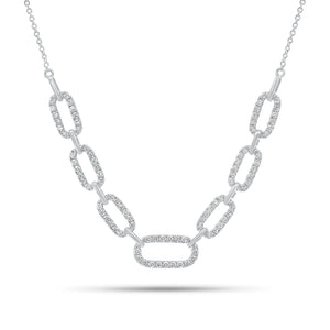 Diamond Rectangle Links Fashion Necklace - 14K gold weighing 4.96 grams - 89 round diamonds weighing 0.85 carats