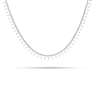 Diamond Drip Tennis Necklace - 18K gold weighing 19.00 grams - 308 round diamonds weighing 5.51 carats