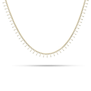 Diamond Drip Tennis Necklace - 18K gold weighing 19.00 grams - 308 round diamonds weighing 5.51 carats